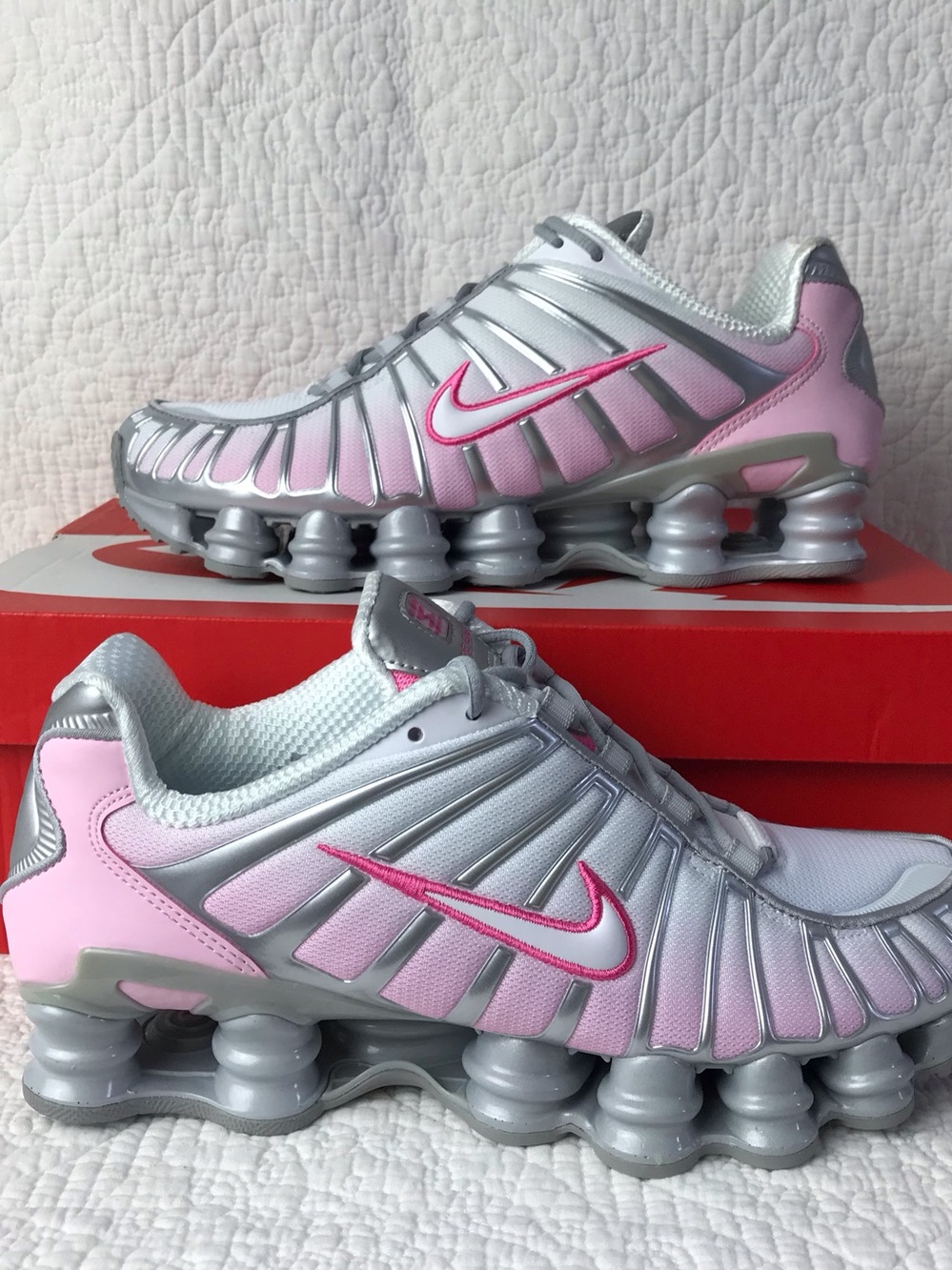 Nike Shox TL Shoes Women’s SZ 9.5 Metallic Platinum Pink HV2520-001